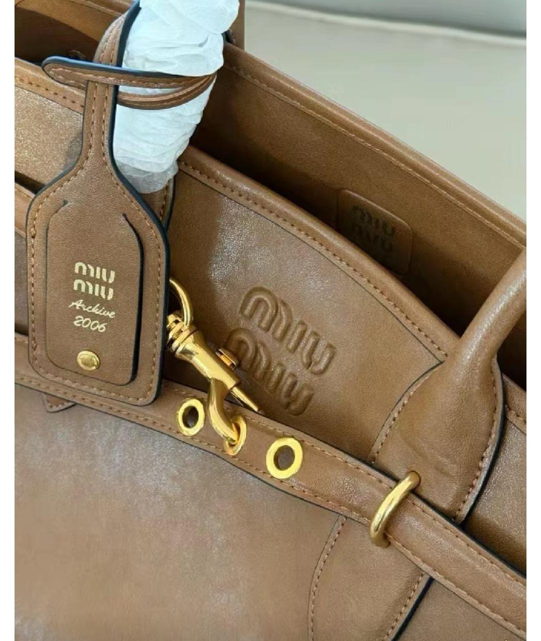 MIU MIU Коричневая кожаная сумка тоут, фото 7