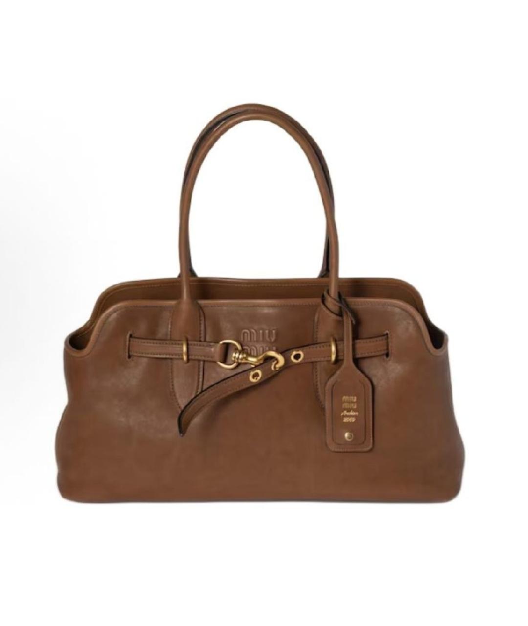 MIU MIU Коричневая кожаная сумка тоут, фото 9
