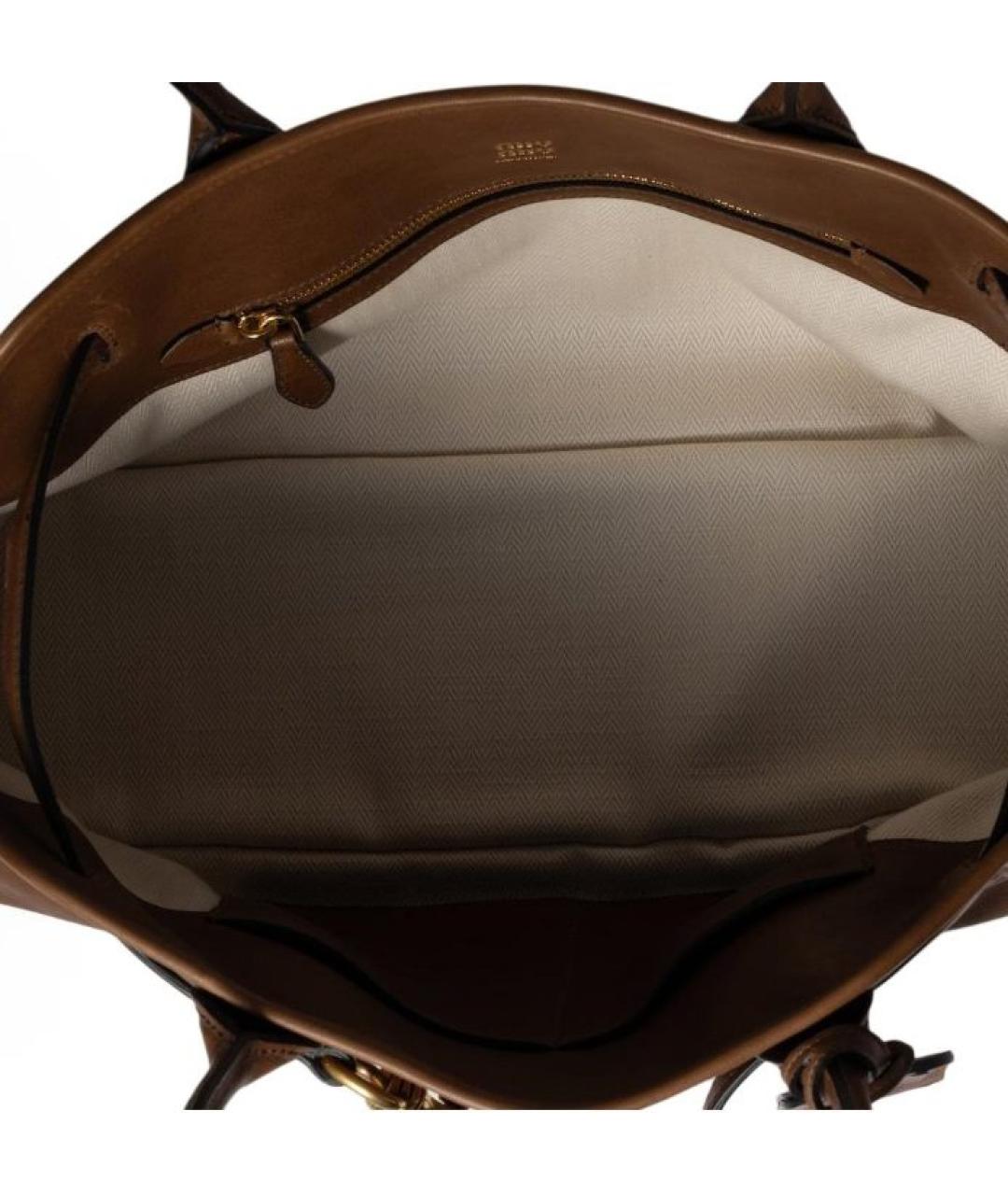 MIU MIU Коричневая кожаная сумка тоут, фото 5