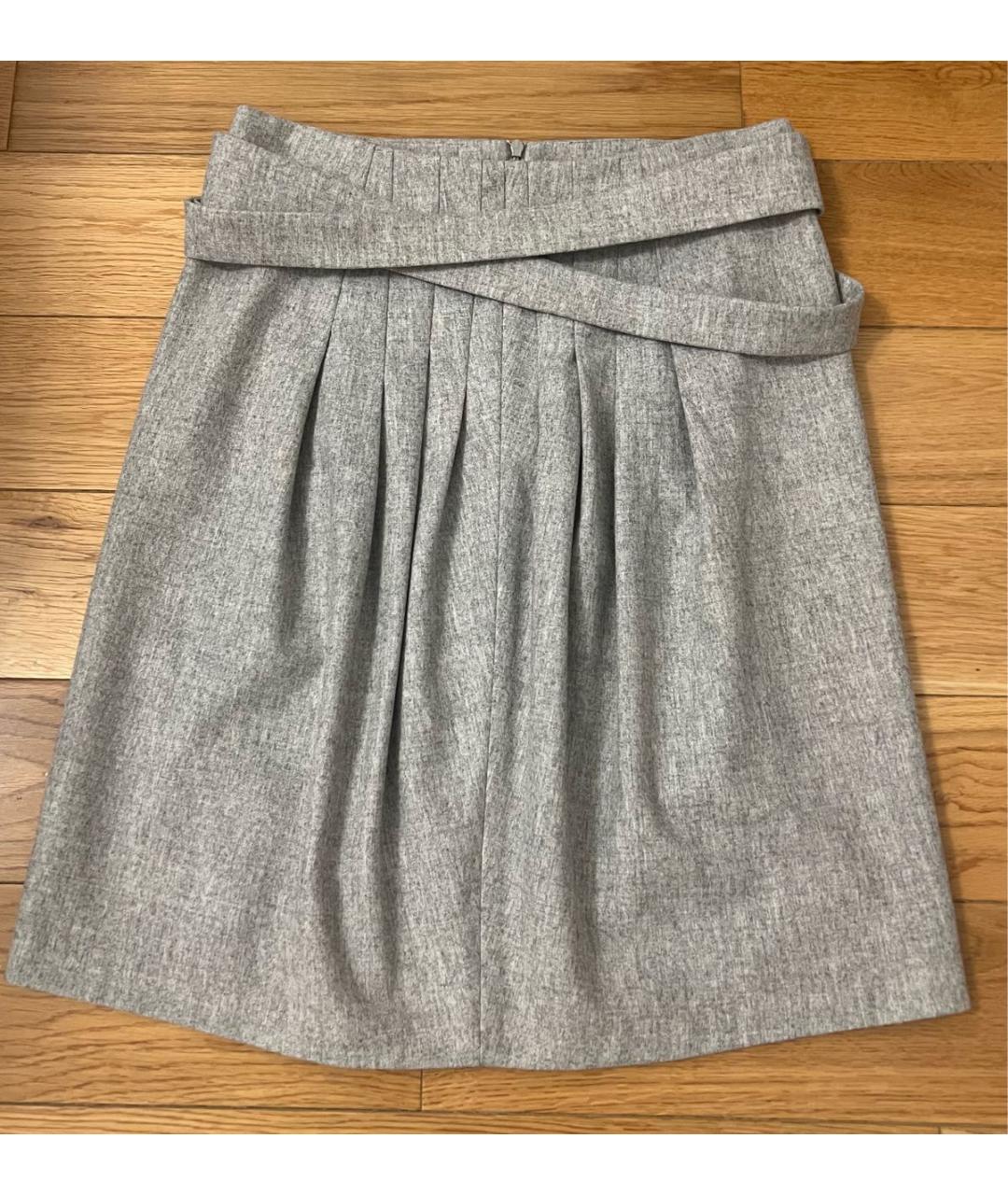 BRUNELLO CUCINELLI Серая шерстяная юбка миди, фото 6