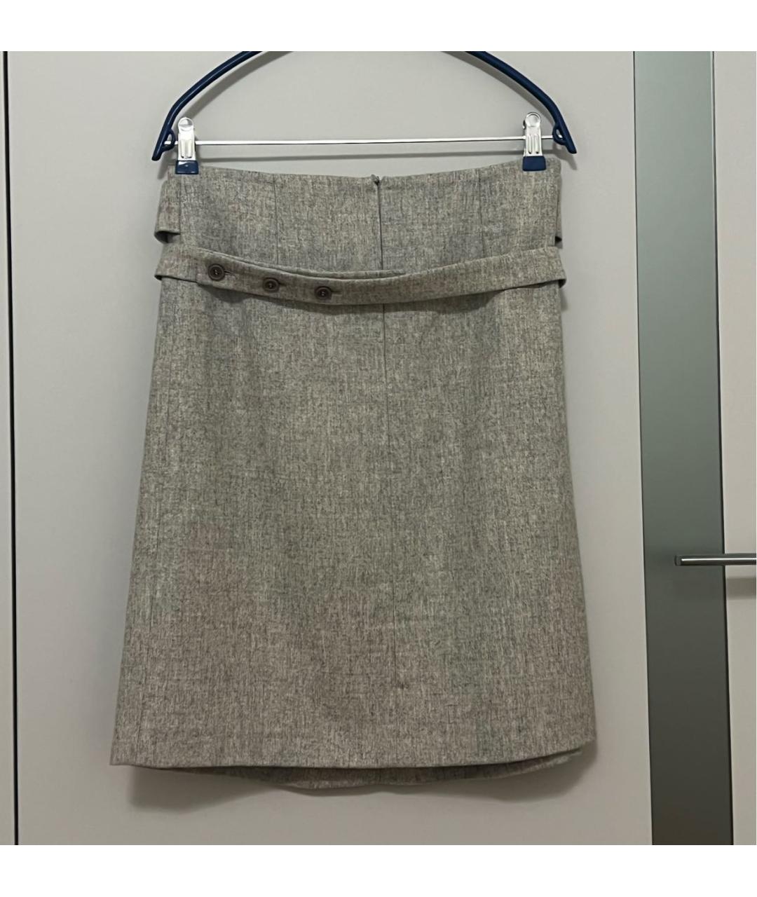 BRUNELLO CUCINELLI Серая шерстяная юбка миди, фото 3