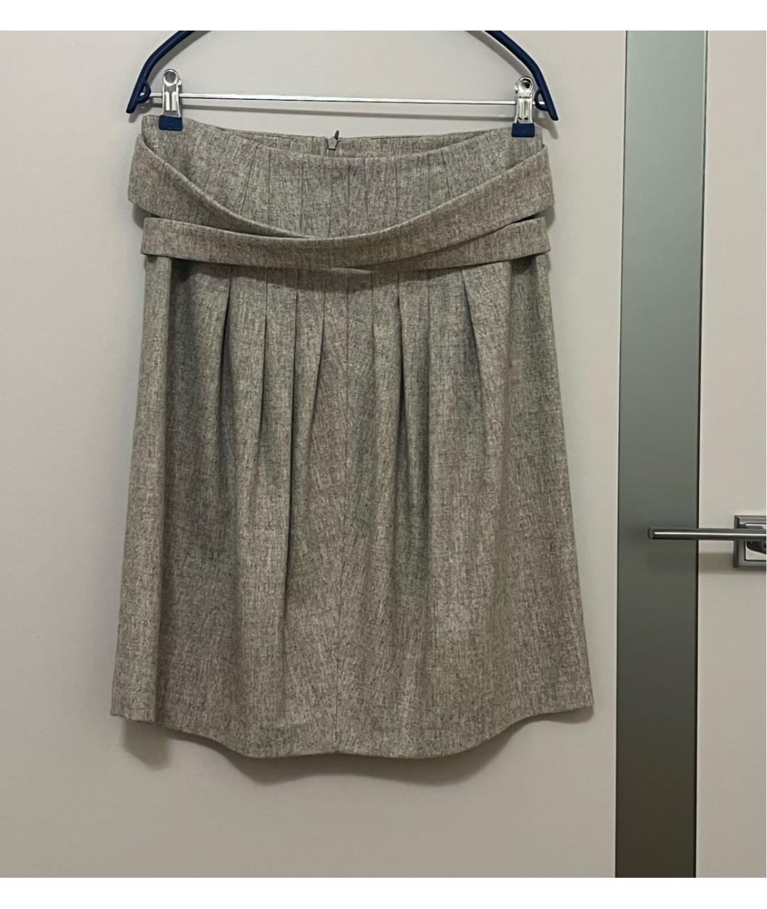 BRUNELLO CUCINELLI Серая шерстяная юбка миди, фото 2