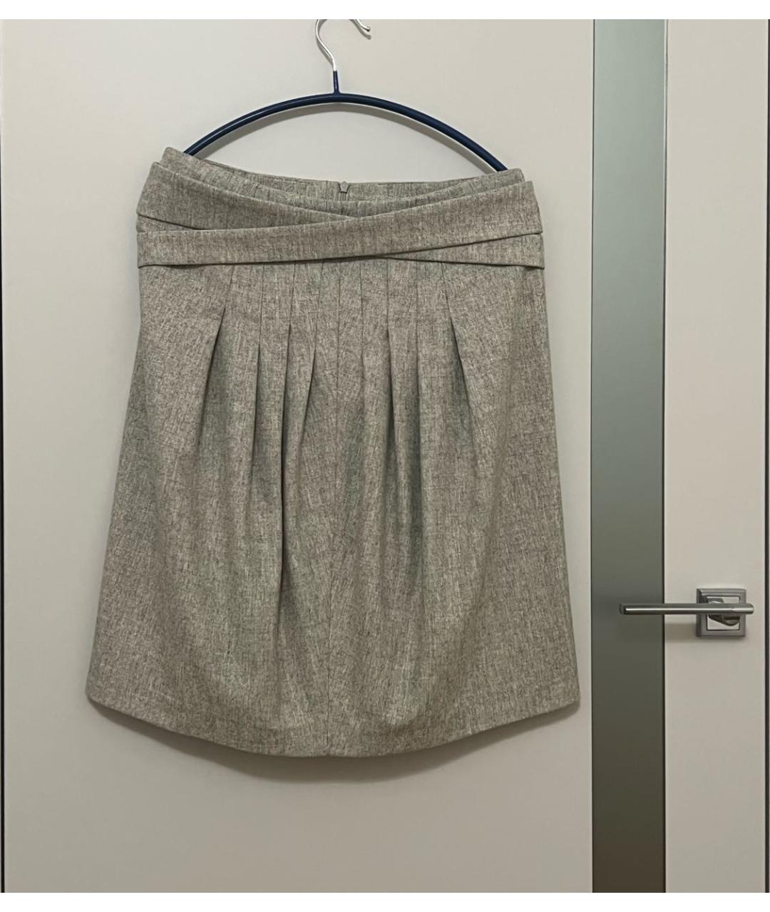 BRUNELLO CUCINELLI Серая шерстяная юбка миди, фото 4
