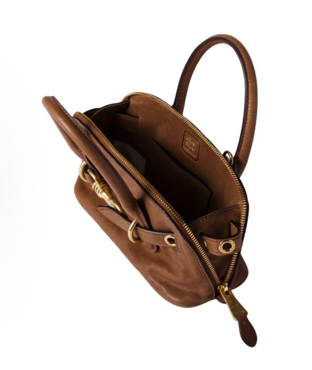 MIU MIU Коричневая кожаная сумка через плечо, фото 4