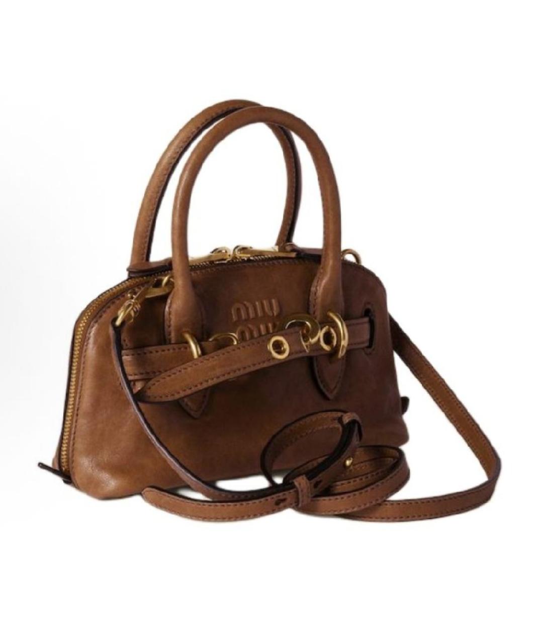 MIU MIU Коричневая кожаная сумка через плечо, фото 2