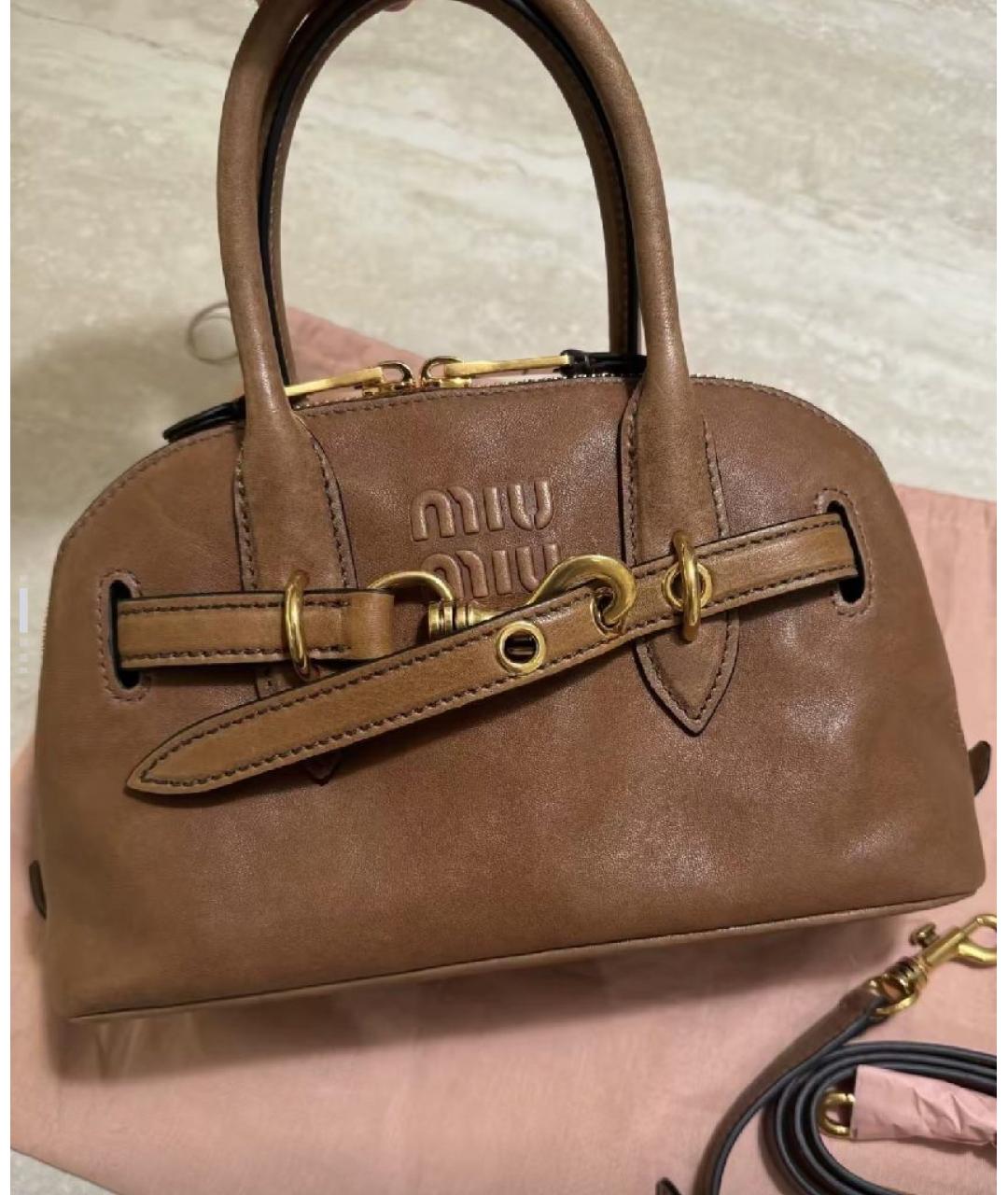 MIU MIU Коричневая кожаная сумка через плечо, фото 7