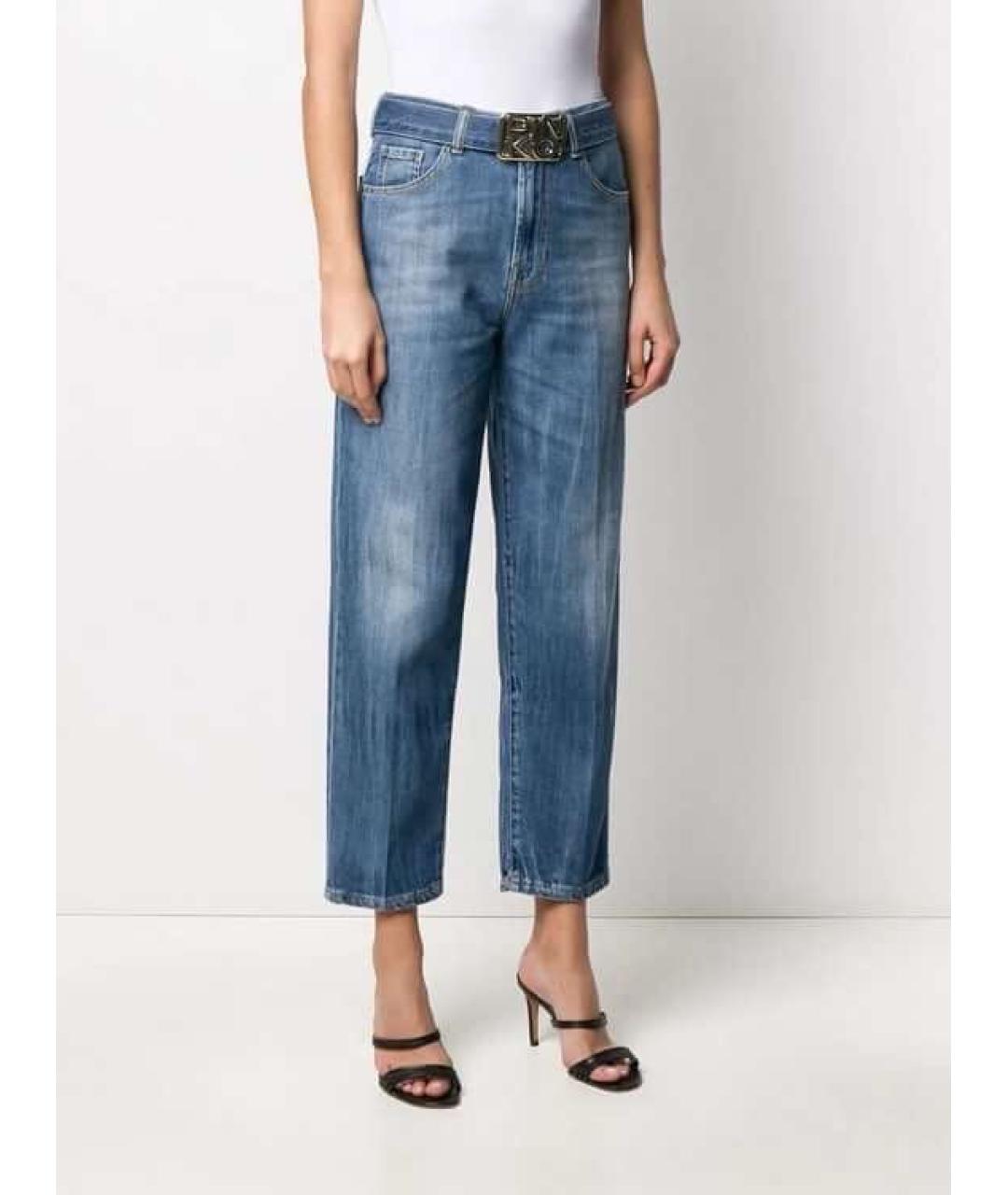 PINKO Синие хлопковые прямые джинсы, фото 6