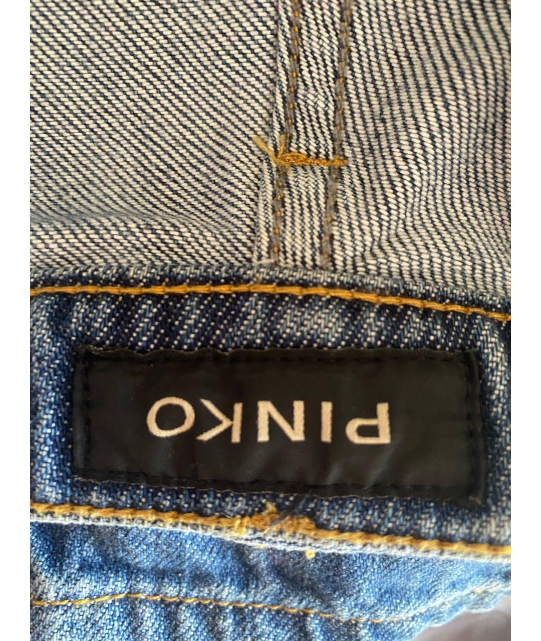 PINKO Синие хлопковые прямые джинсы, фото 5