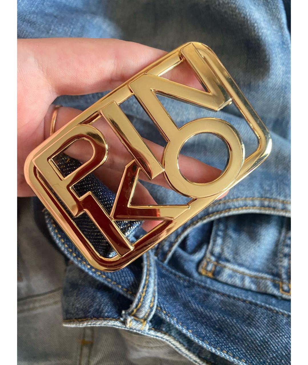 PINKO Синие хлопковые прямые джинсы, фото 4