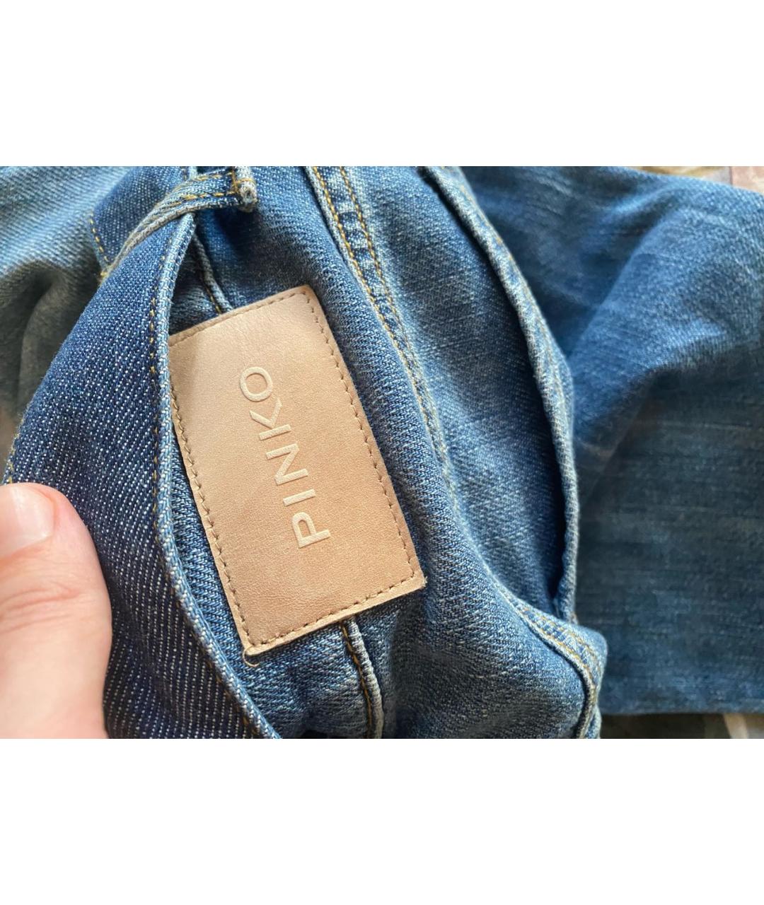 PINKO Синие хлопковые прямые джинсы, фото 3