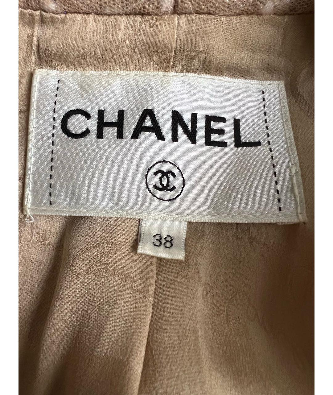 CHANEL Бежевый полиамидовый жакет/пиджак, фото 3
