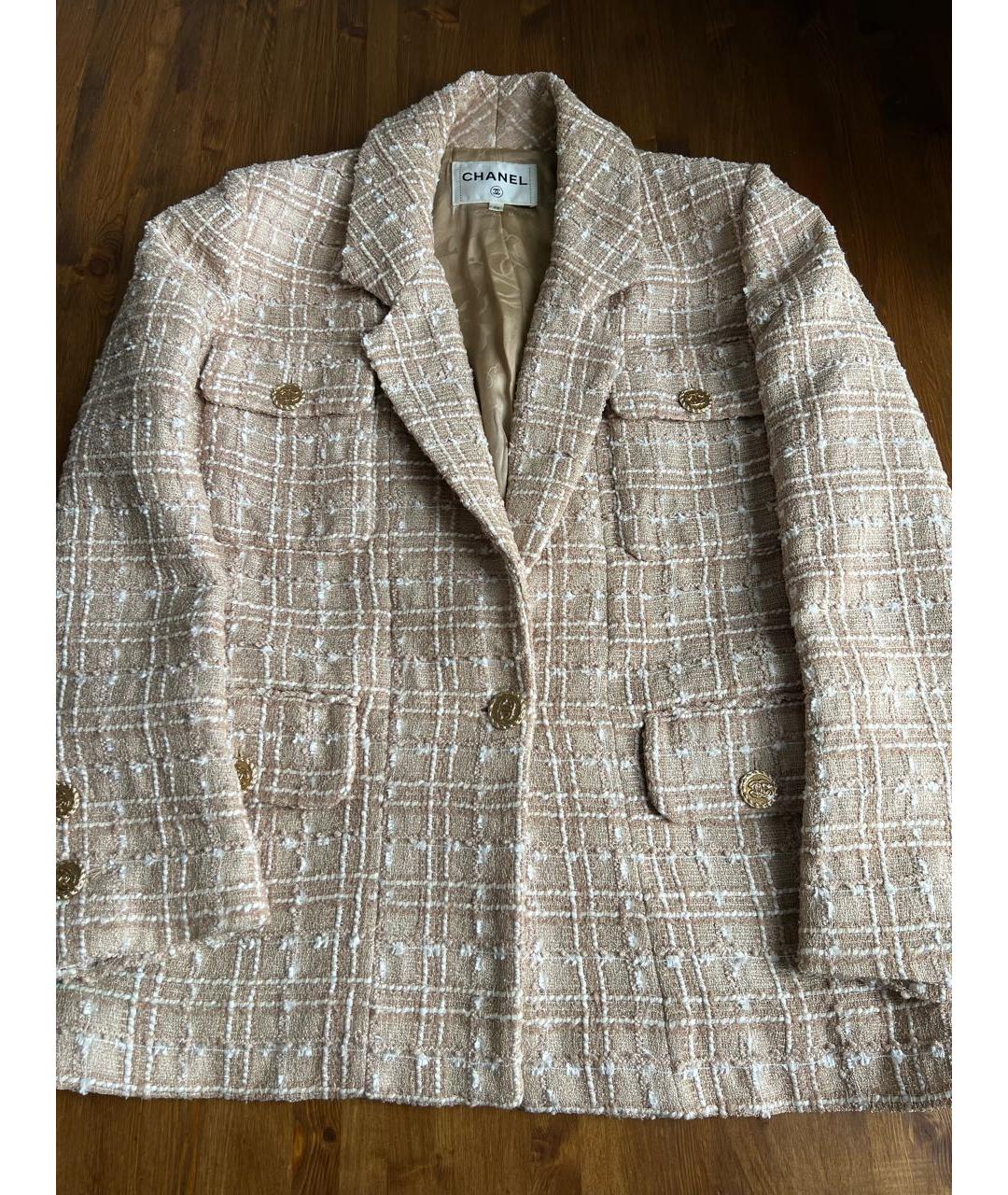 CHANEL Бежевый полиамидовый жакет/пиджак, фото 9