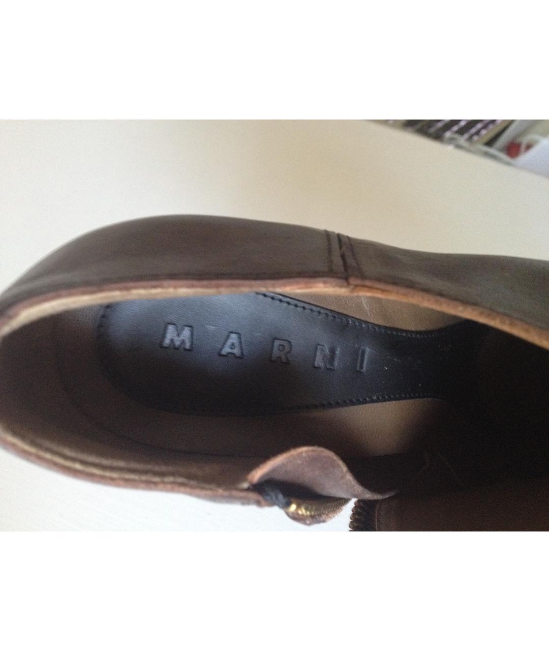 MARNI Коричневые кожаные ботильоны, фото 5