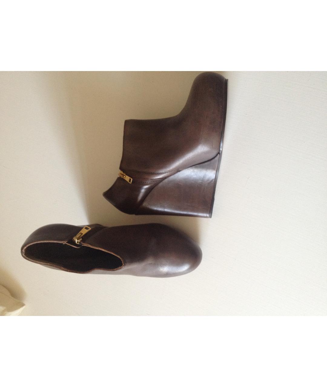 MARNI Коричневые кожаные ботильоны, фото 4