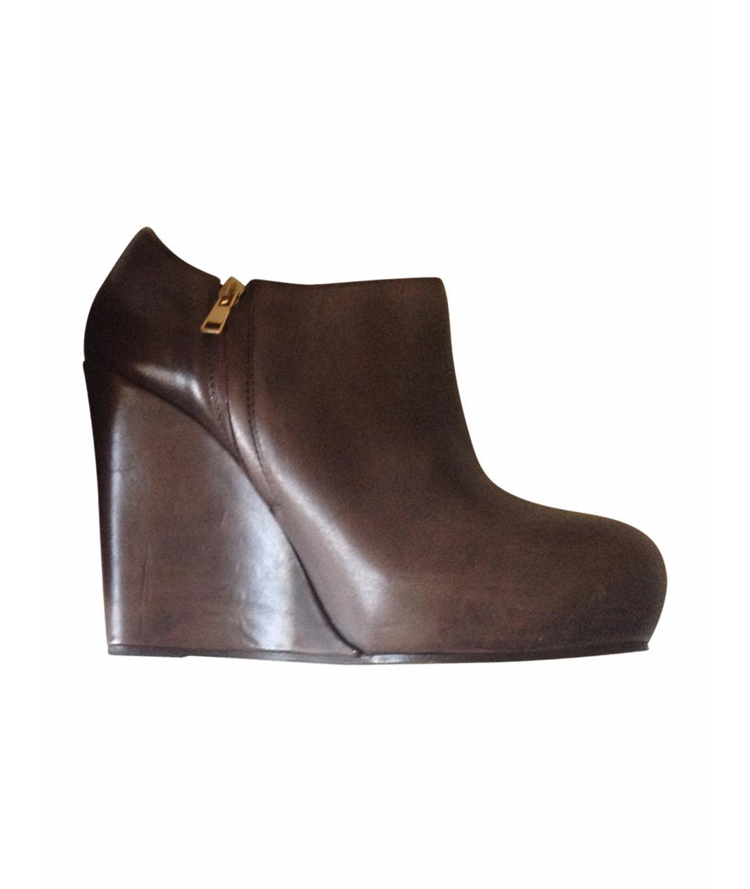 MARNI Коричневые кожаные ботильоны, фото 1