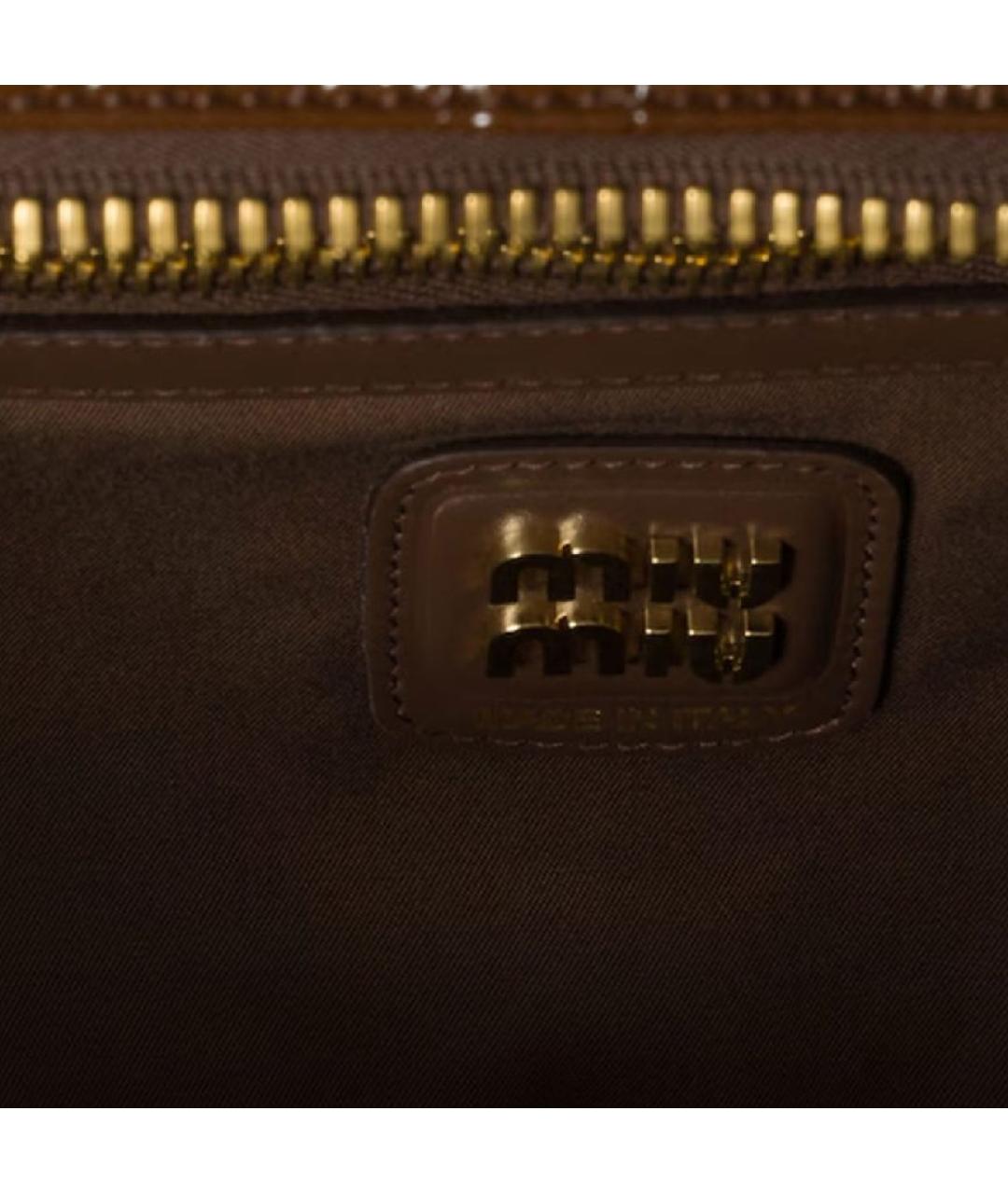 MIU MIU Коричневая кожаная сумка с короткими ручками, фото 5
