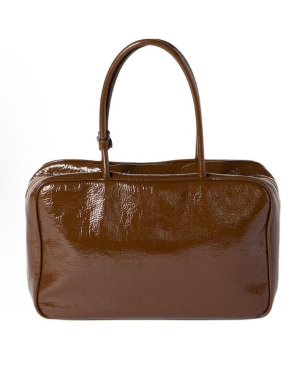 MIU MIU Коричневая кожаная сумка с короткими ручками, фото 3