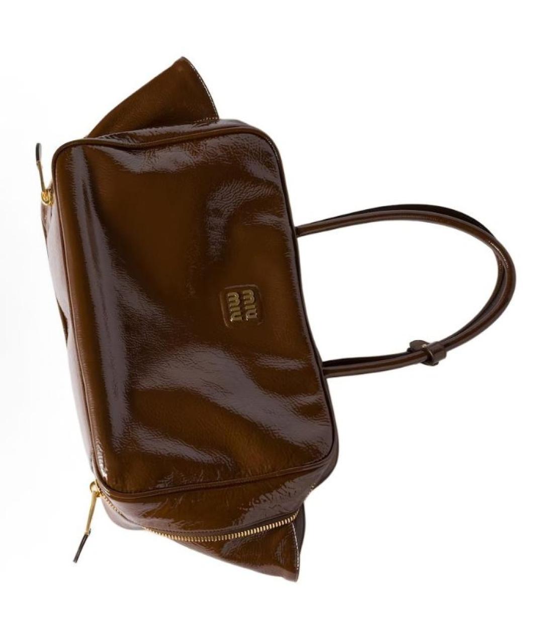 MIU MIU Коричневая кожаная сумка с короткими ручками, фото 4