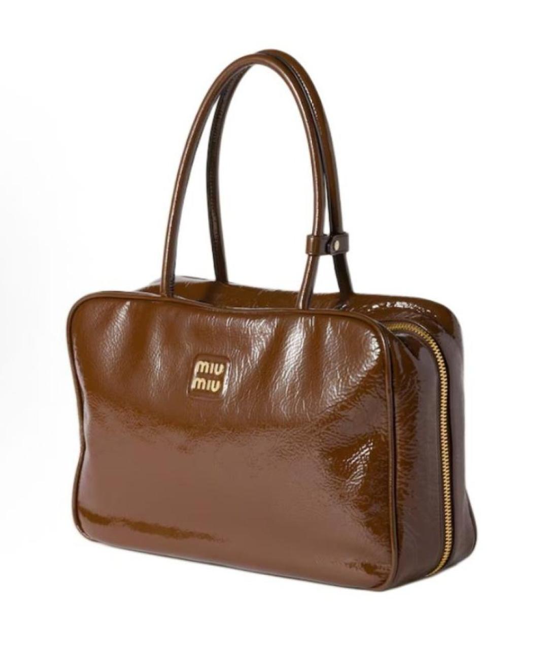 MIU MIU Коричневая кожаная сумка с короткими ручками, фото 2