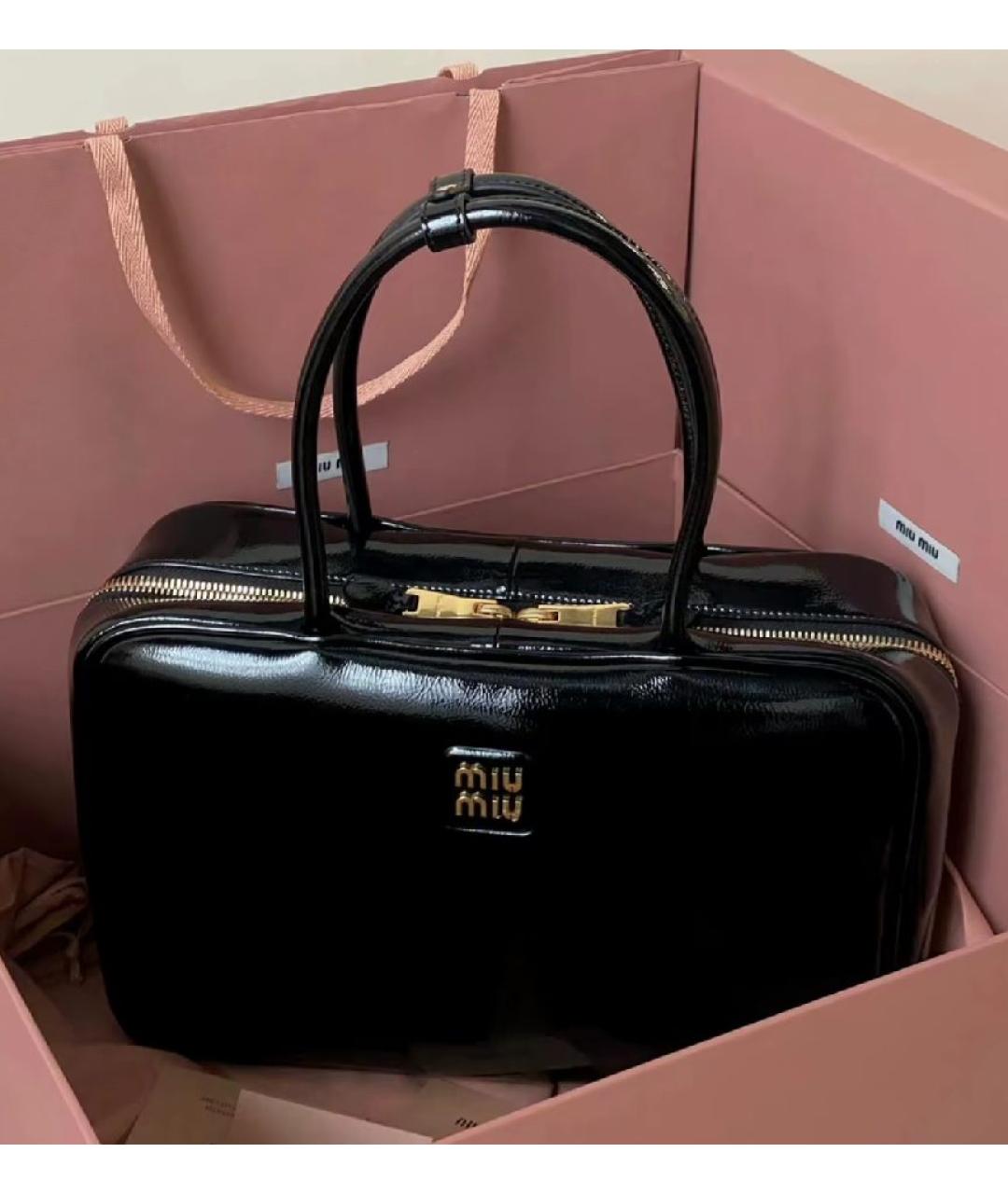 MIU MIU Черная кожаная сумка тоут, фото 6