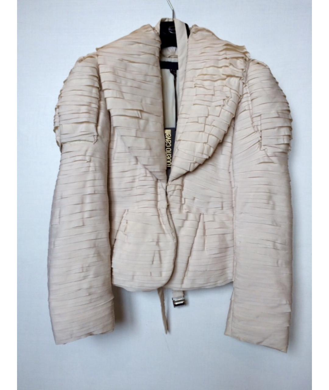 ROBERTO CAVALLI Бежевый полиэстеровый пуховик, фото 3
