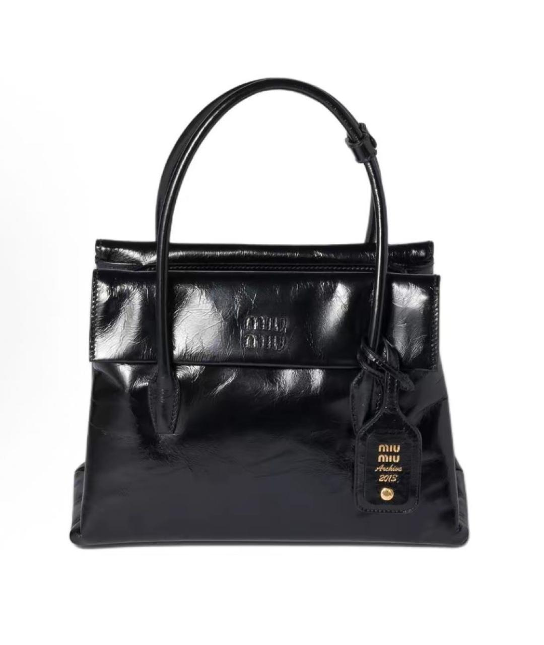 MIU MIU Черная кожаная сумка с короткими ручками, фото 8