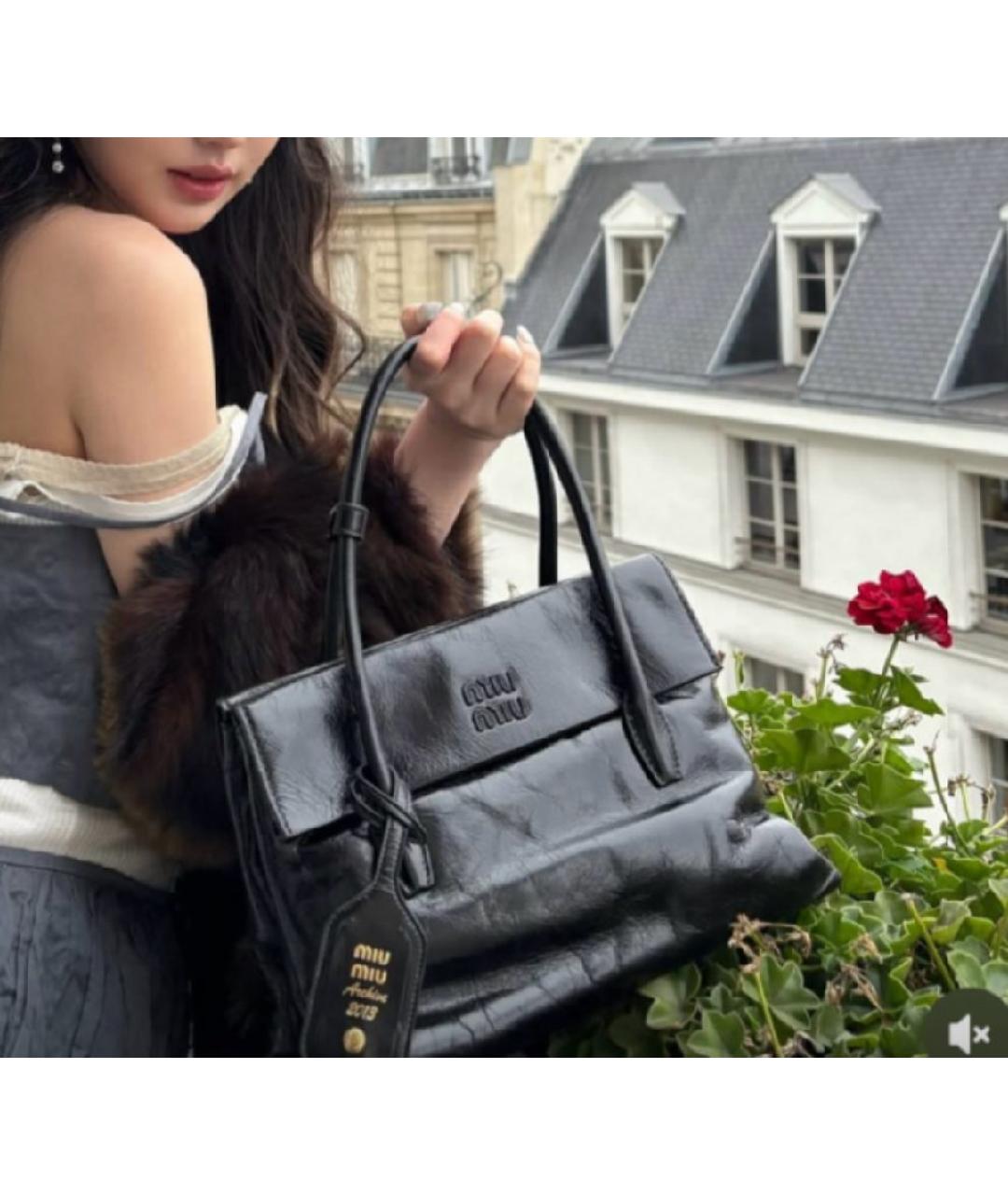 MIU MIU Черная кожаная сумка с короткими ручками, фото 7