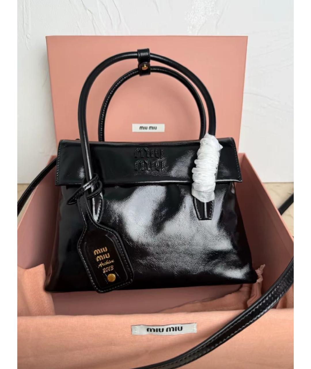 MIU MIU Черная кожаная сумка с короткими ручками, фото 6
