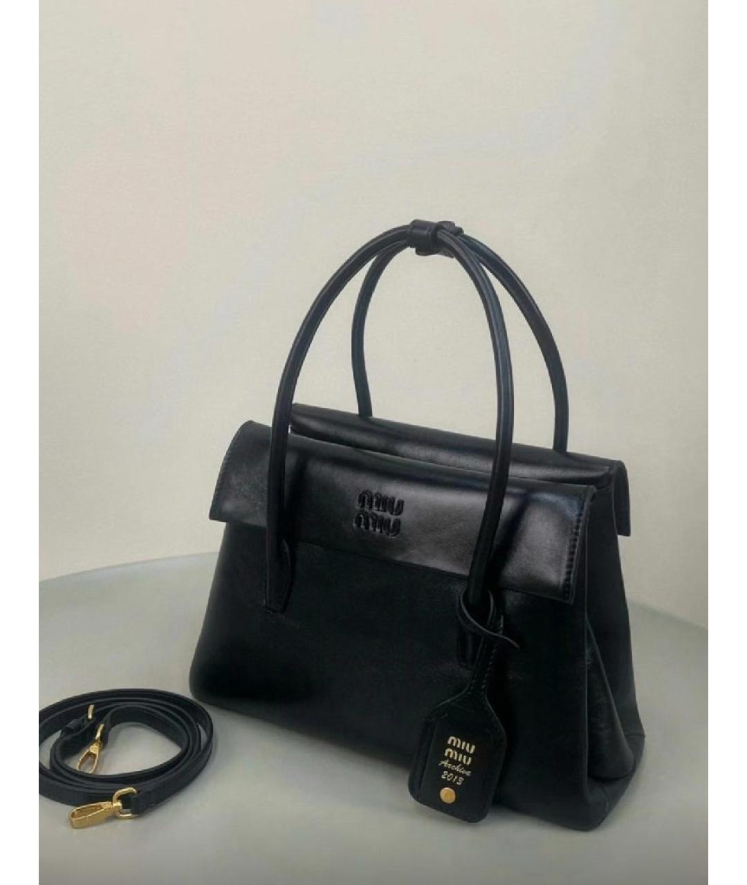 MIU MIU Черная кожаная сумка с короткими ручками, фото 5