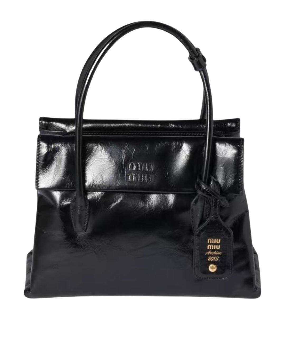 MIU MIU Черная кожаная сумка с короткими ручками, фото 1