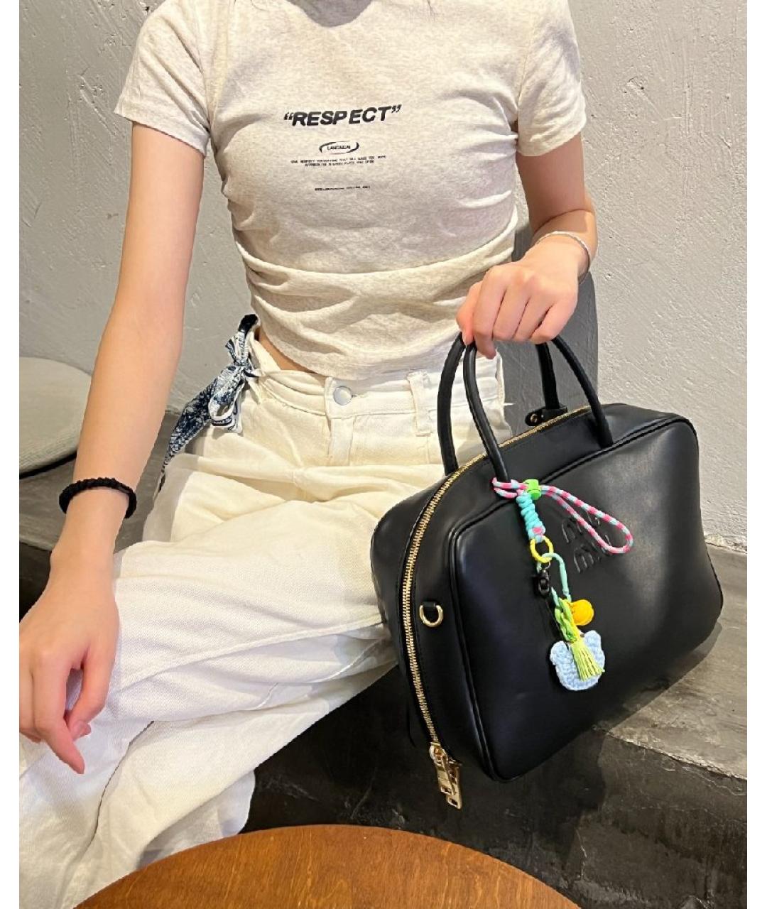 MIU MIU Черная кожаная сумка тоут, фото 6