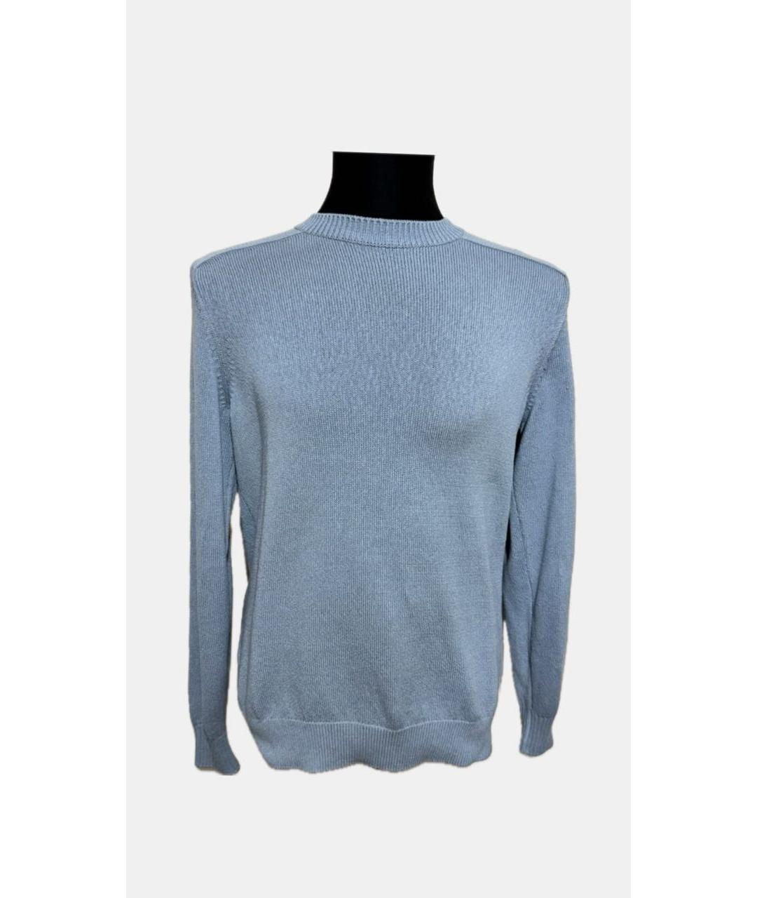 LORO PIANA Голубой хлопковый джемпер / свитер, фото 7