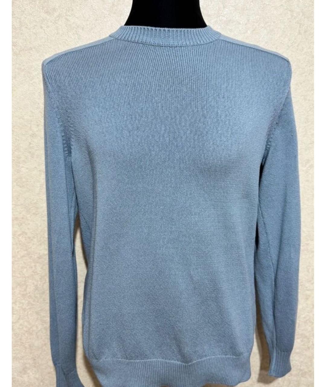 LORO PIANA Голубой хлопковый джемпер / свитер, фото 5