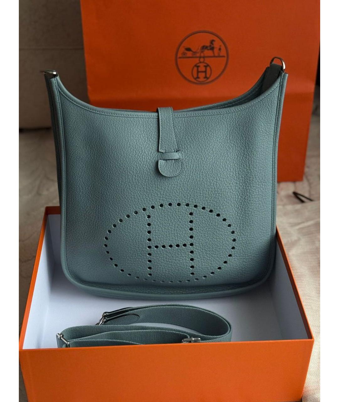 HERMES Голубая кожаная сумка через плечо, фото 9