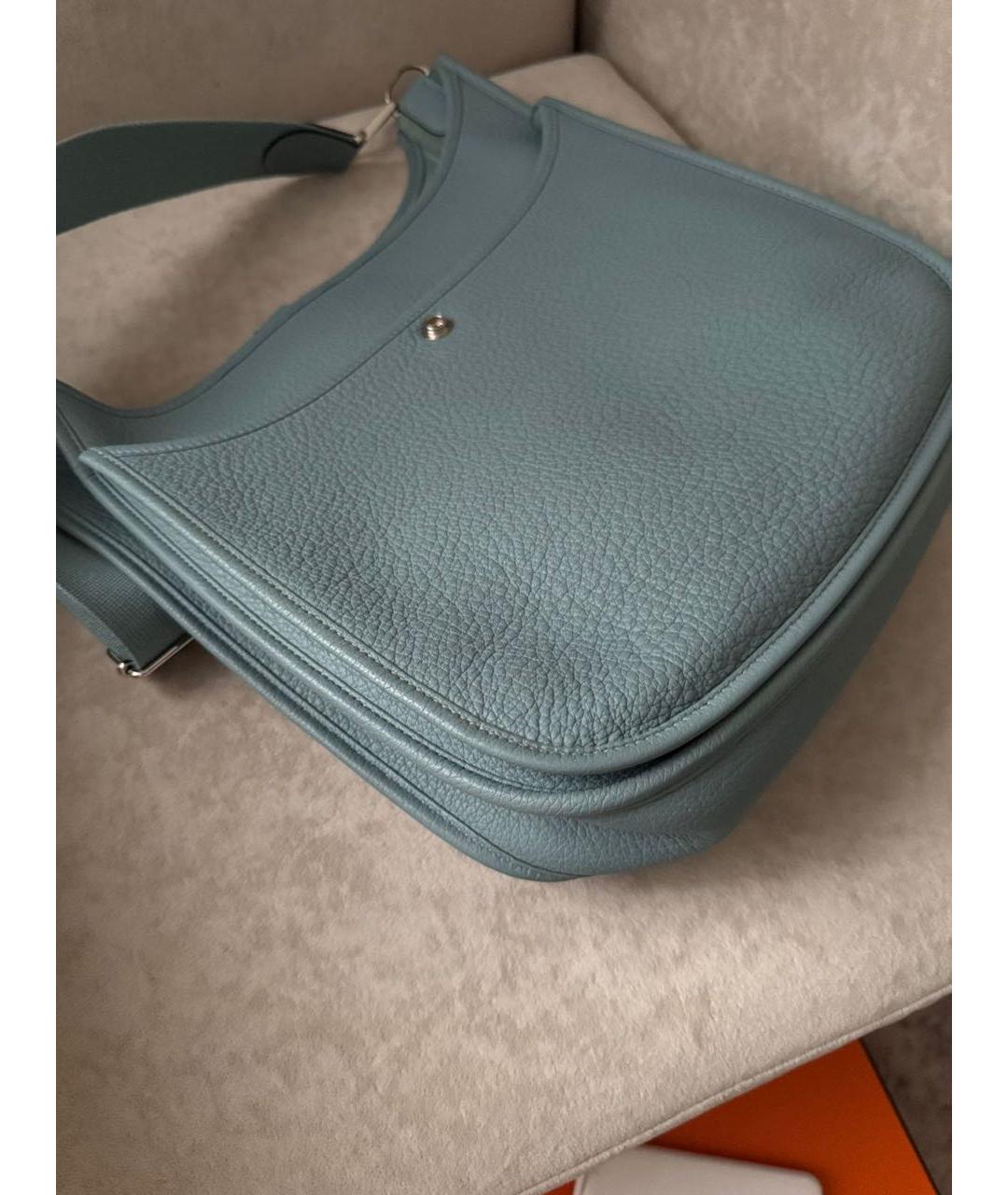 HERMES Голубая кожаная сумка через плечо, фото 5