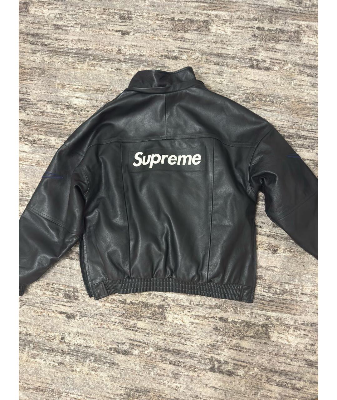 SUPREME Черная кожаная куртка, фото 2