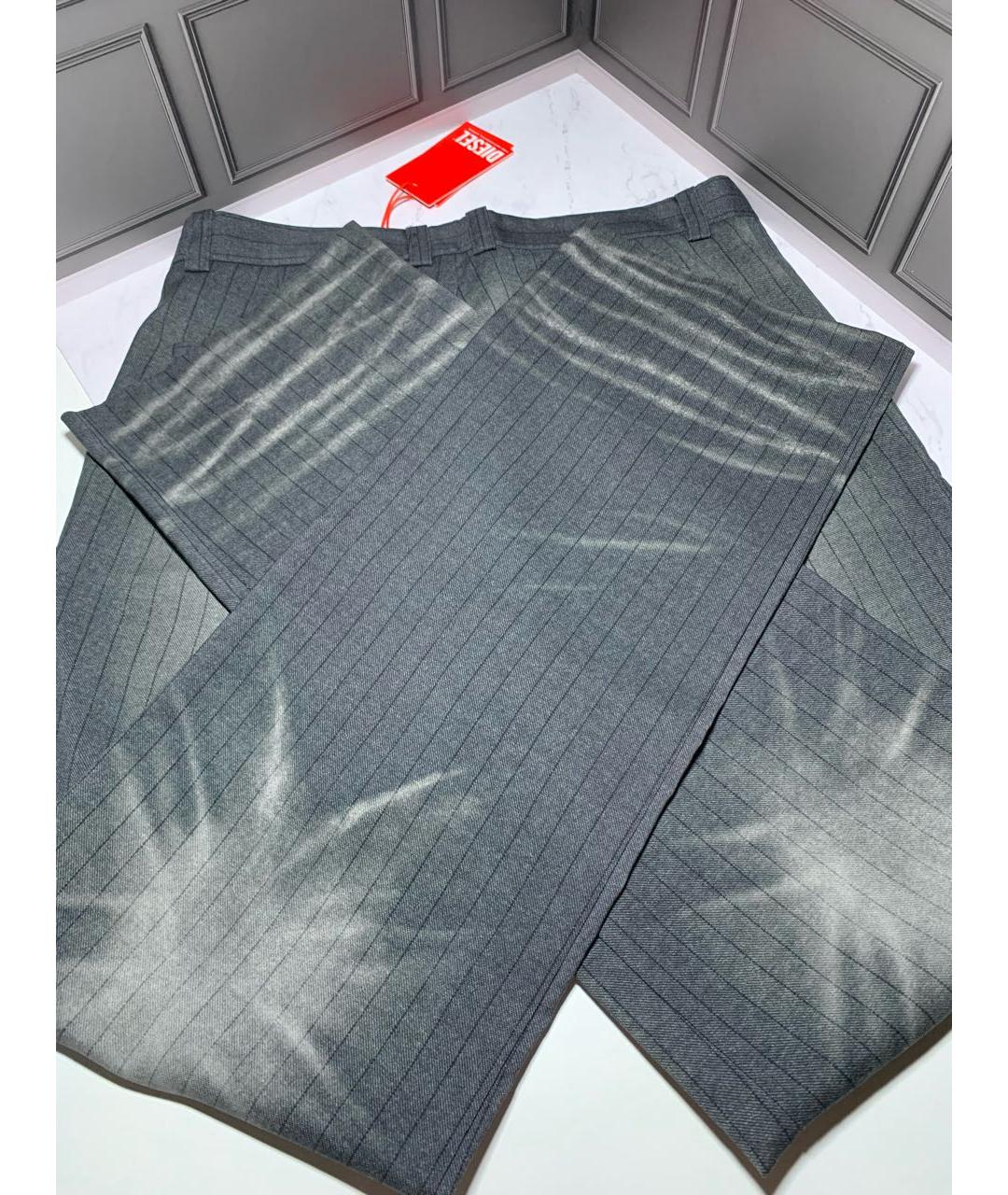 DIESEL Серые шерстяные классические брюки, фото 7