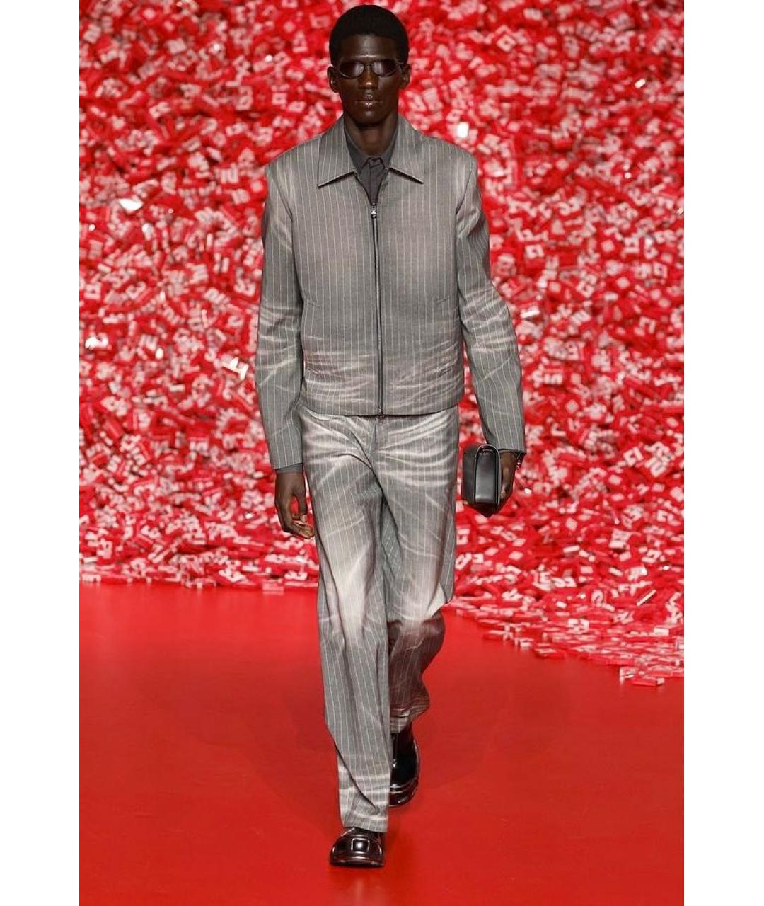 DIESEL Серые шерстяные классические брюки, фото 2