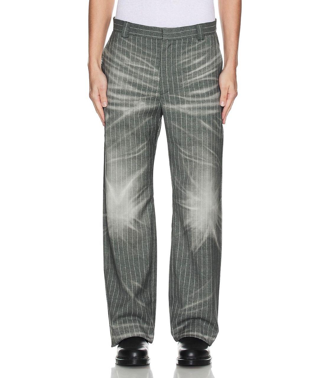 DIESEL Серые шерстяные классические брюки, фото 3