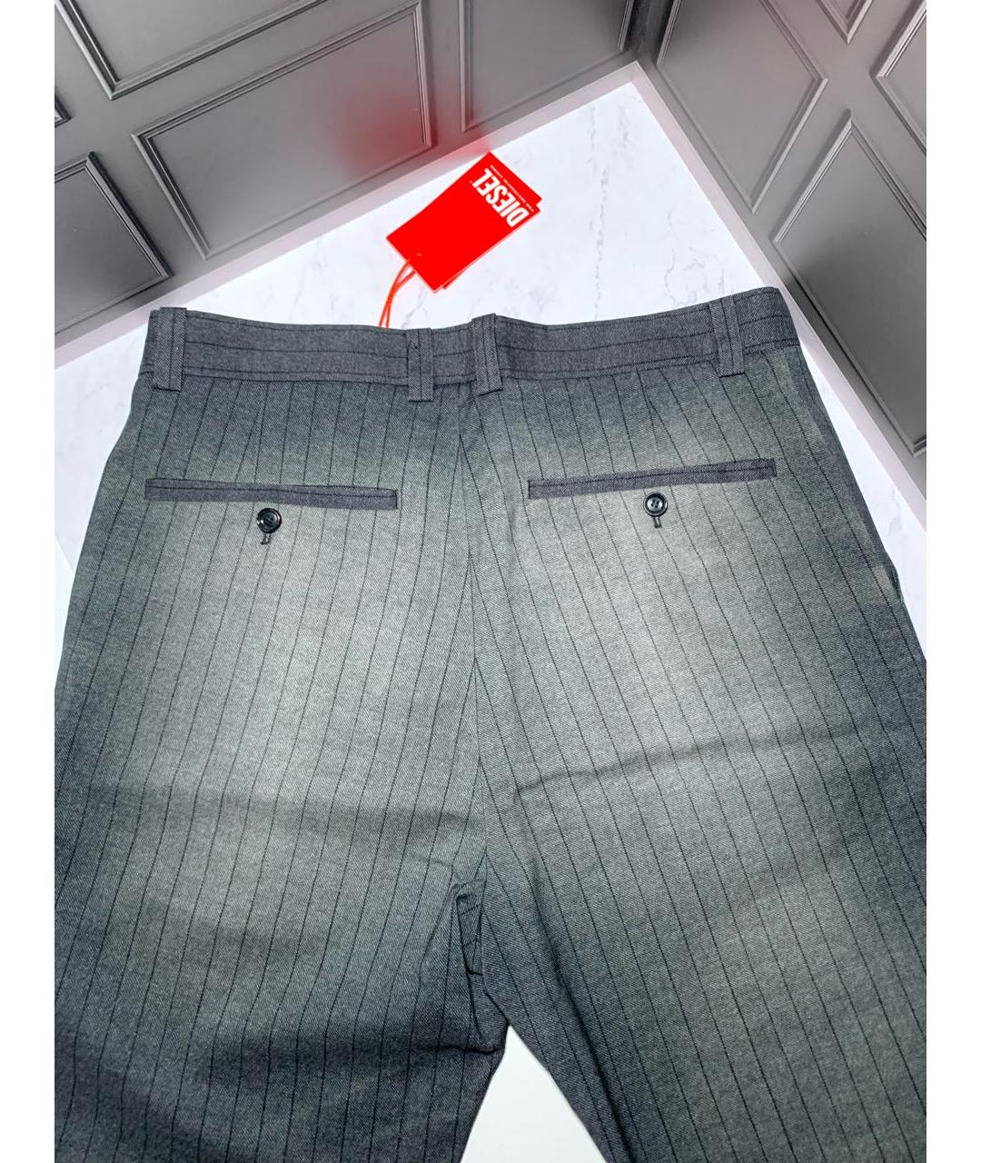 DIESEL Серые шерстяные классические брюки, фото 5
