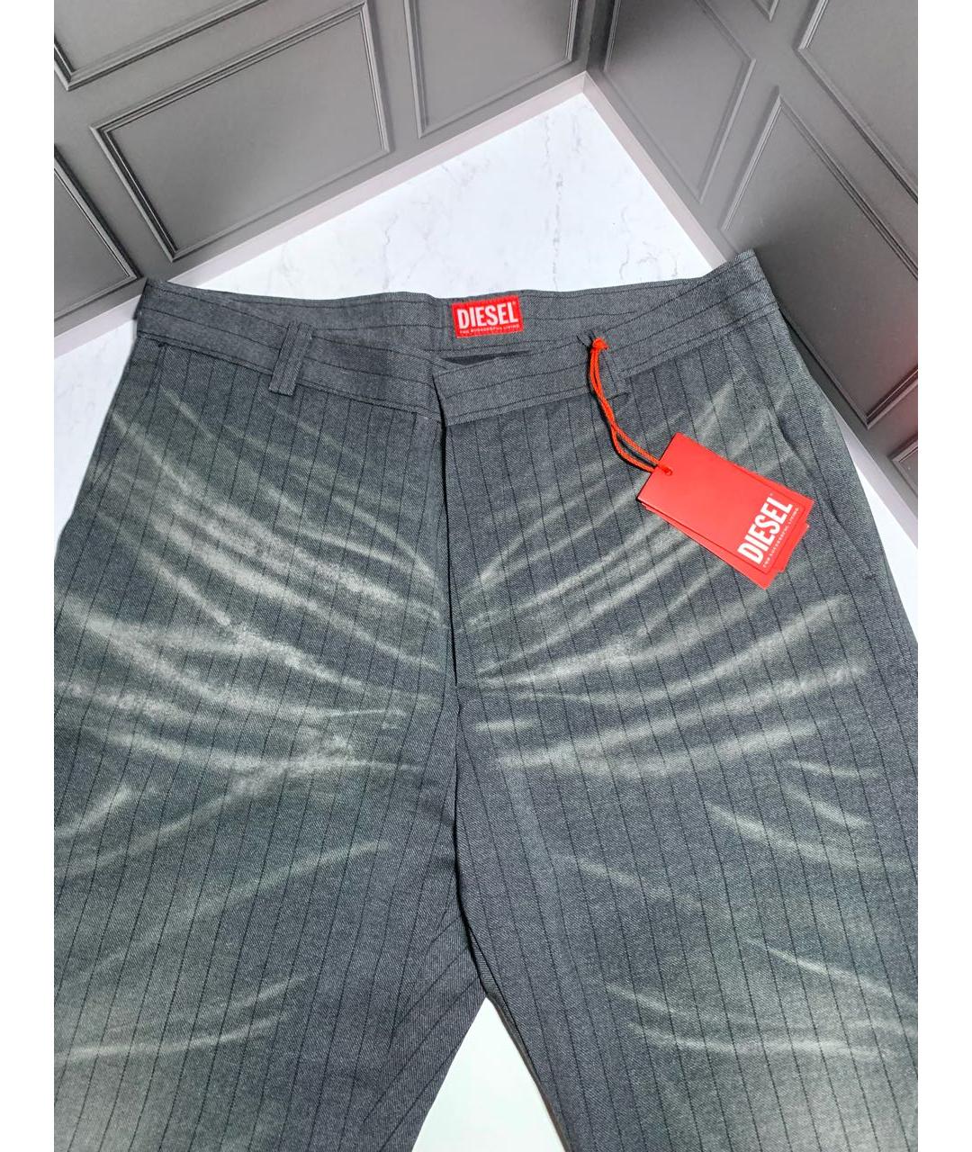 DIESEL Серые шерстяные классические брюки, фото 4