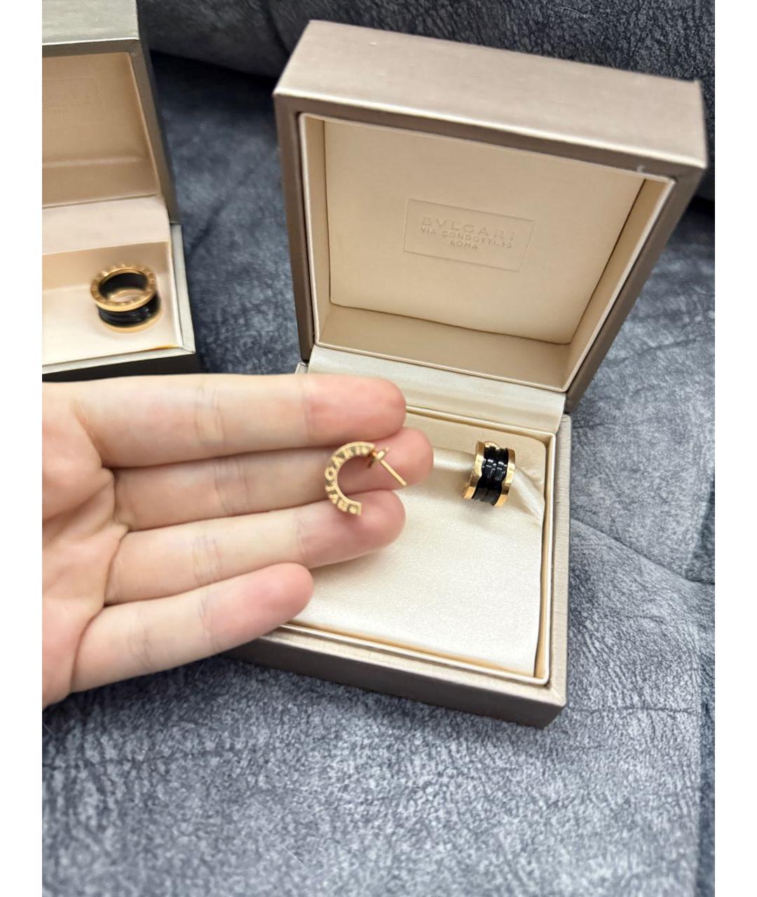 BVLGARI Черные серьги из желтого золота, фото 3