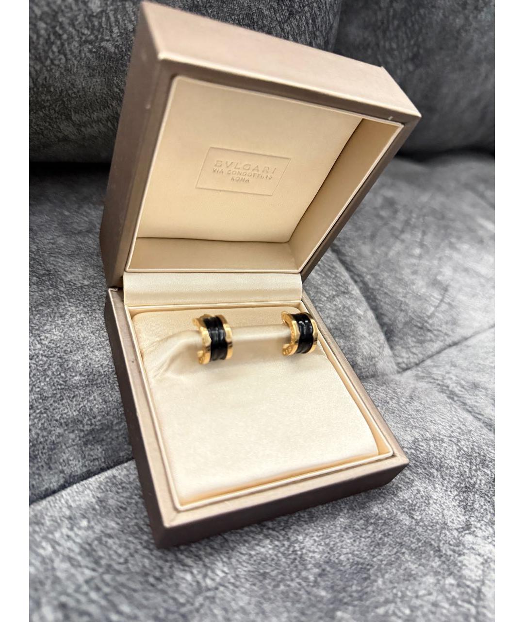 BVLGARI Черные серьги из желтого золота, фото 2