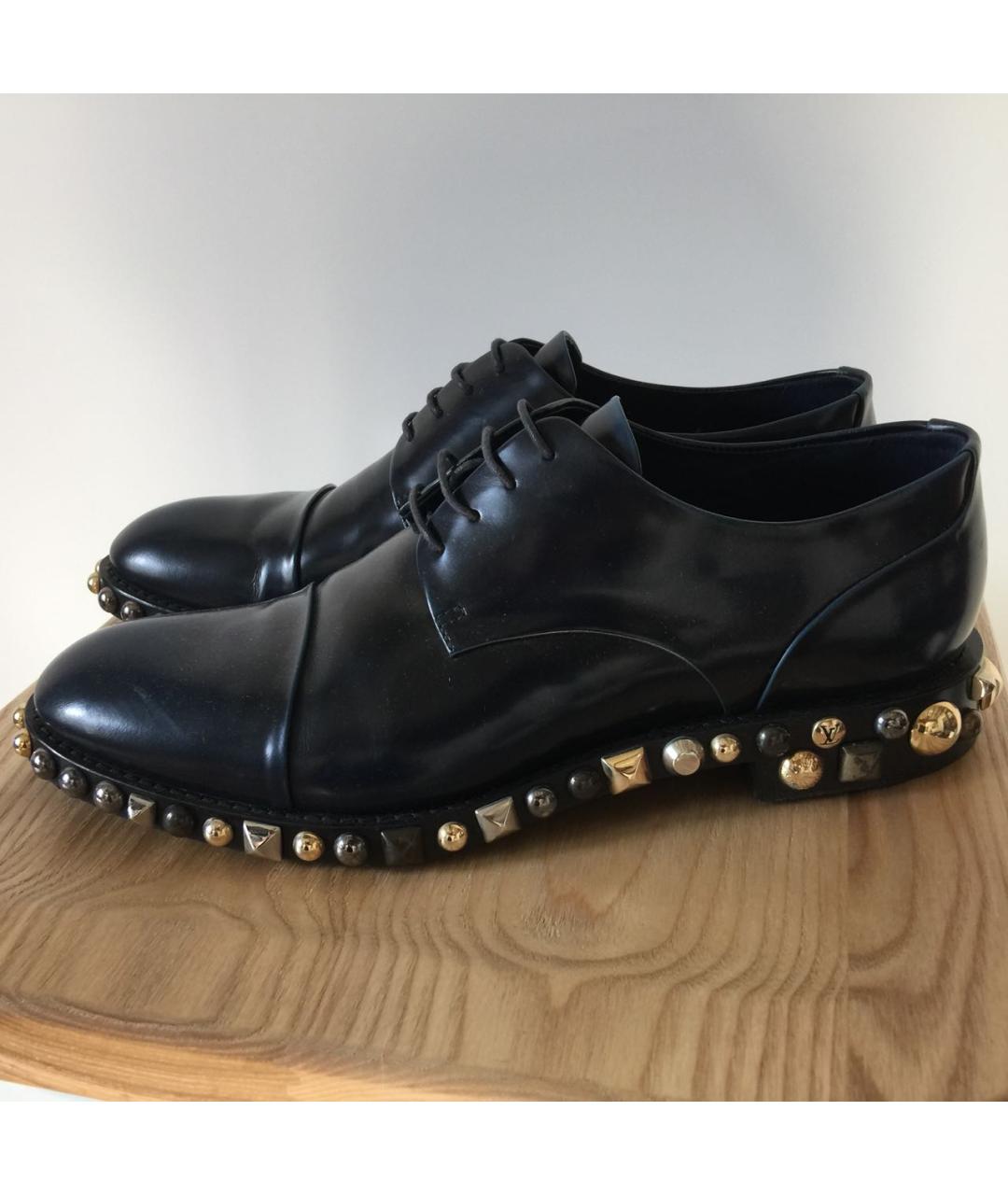 LOUIS VUITTON Темно-синие кожаные брогги и оксфорды, фото 5