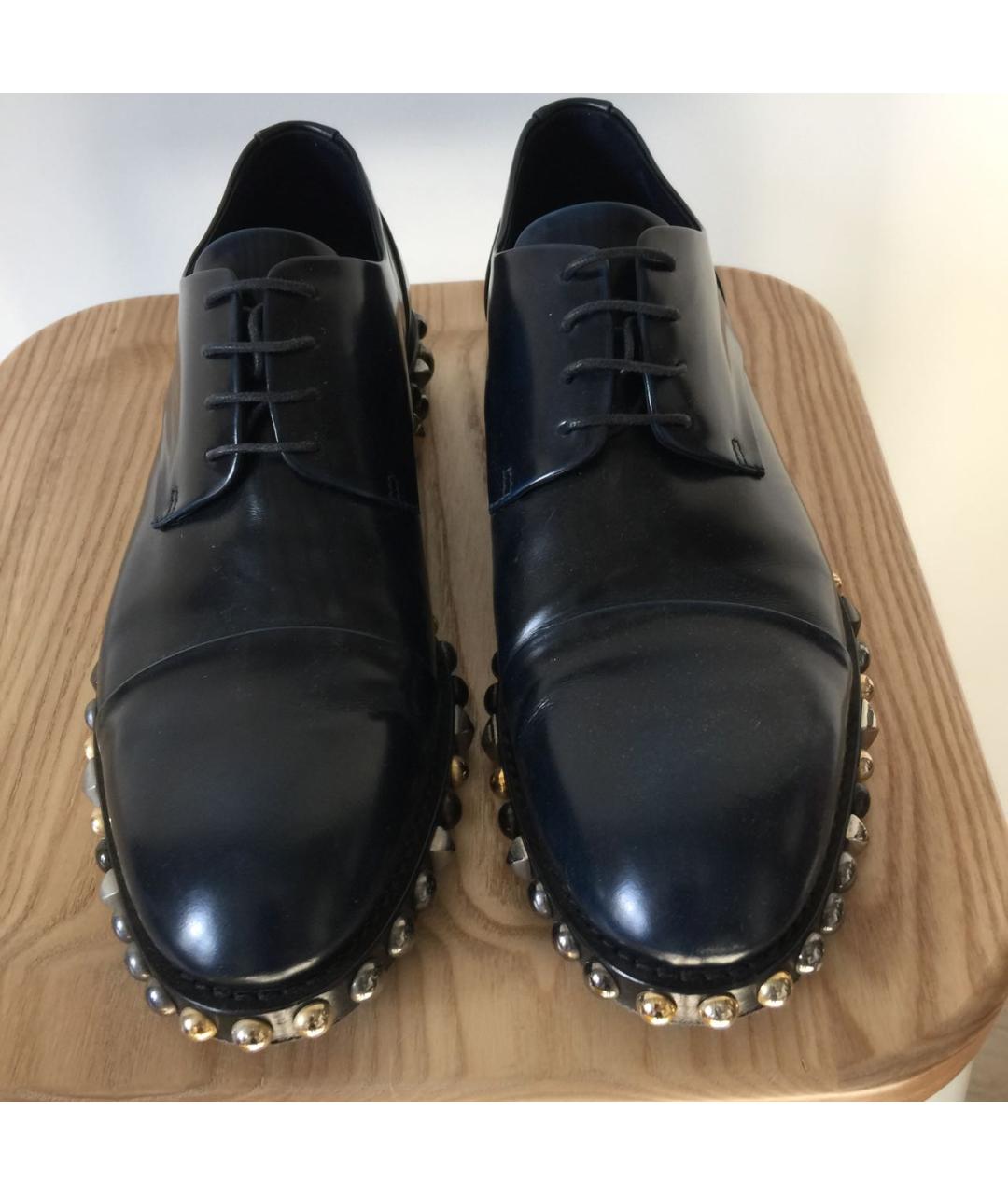 LOUIS VUITTON Темно-синие кожаные брогги и оксфорды, фото 2