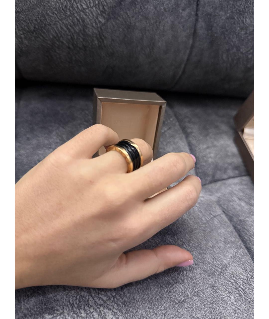 BVLGARI Черное кольцо из желтого золота, фото 3