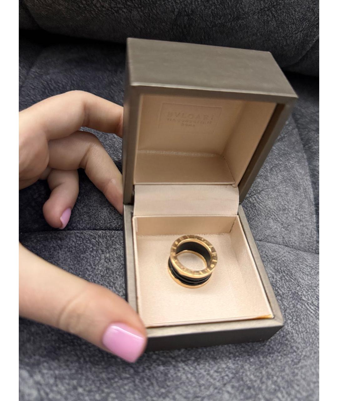 BVLGARI Черное кольцо из желтого золота, фото 4