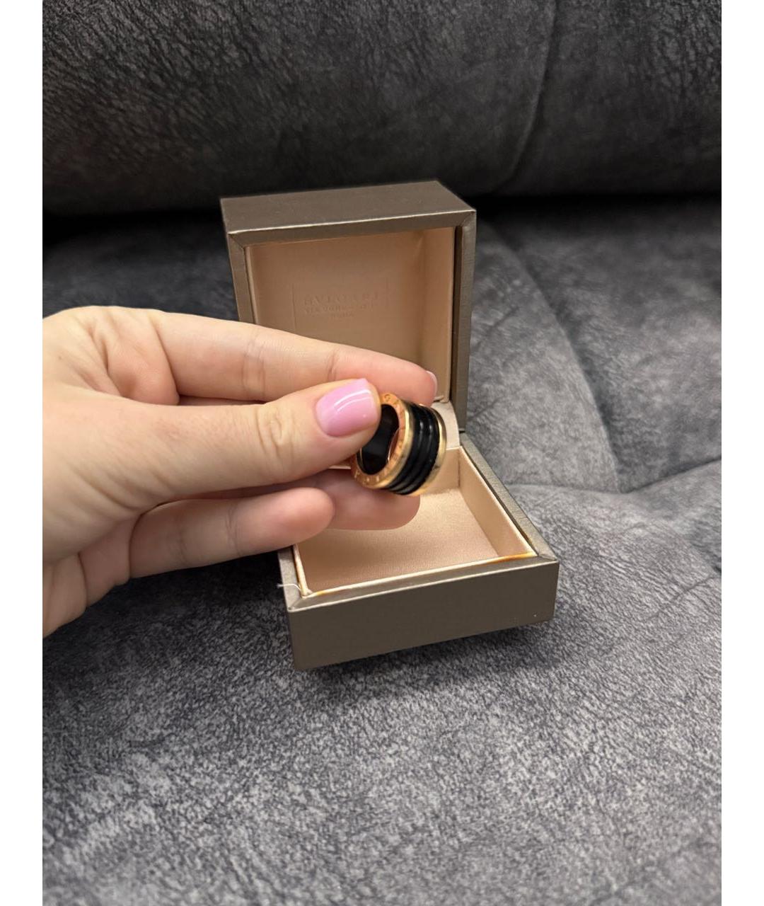 BVLGARI Черное кольцо из желтого золота, фото 2