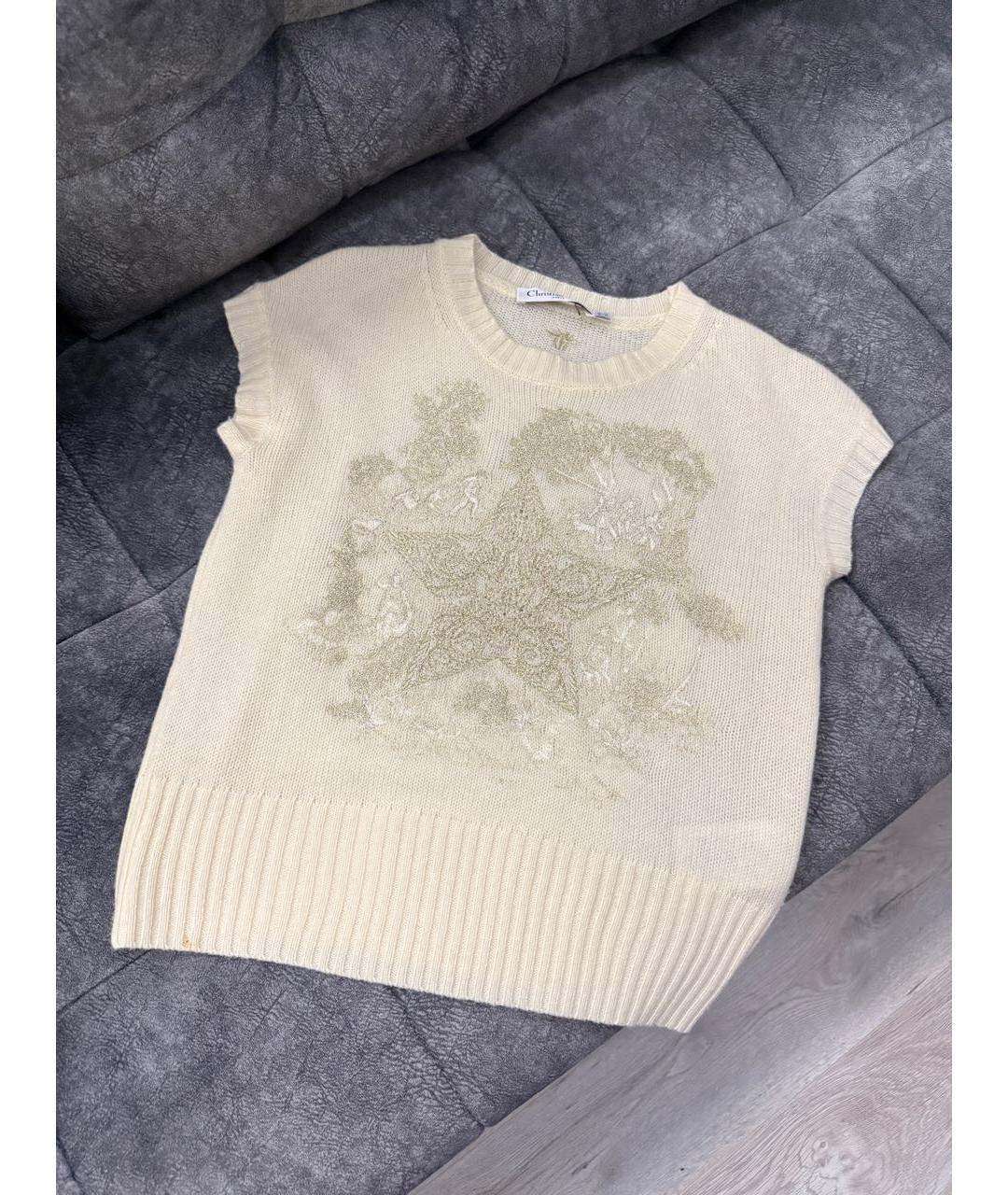 CHRISTIAN DIOR Белая кашемировая жилетка, фото 3