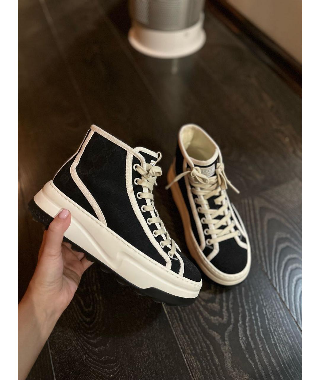 GUCCI Черные текстильные кеды, фото 5